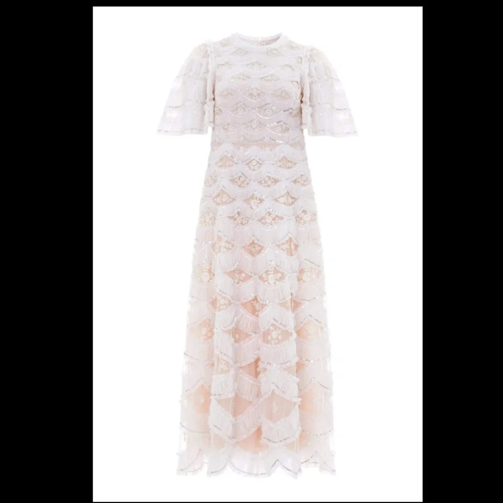 NEEDLE & THREAD WOMENS LUNETTE BLOSSOM ANKLE LENGTH GOWN DRESS SEQUIN TULLE 4 - Picture 4 of 15